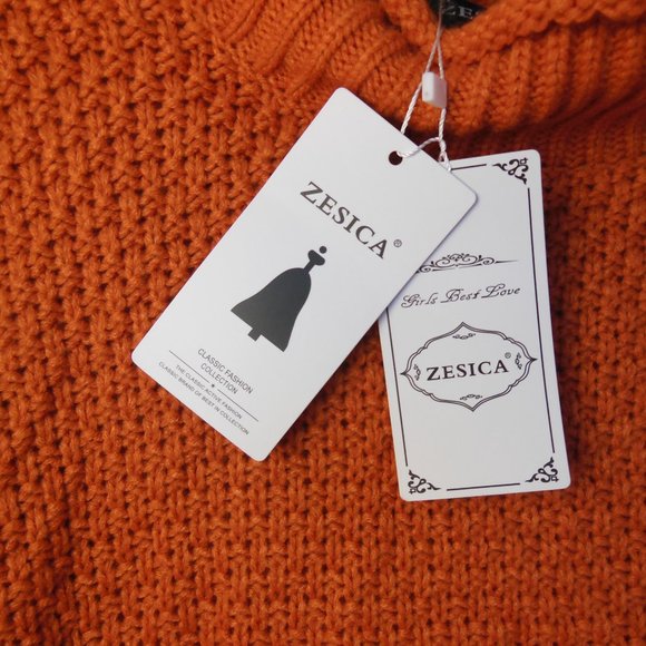 NWT ZESICA Pumpkin, Persimmon, Orange Sweater woman/ unisex XL Chunky fit. - Picture 4 of 9
